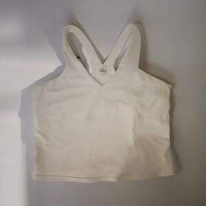 Alo Yoga White Airbrush Real Bra Tank Top